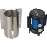 Wall Mount Barrier with Magnetic Tape, Steel, Screw Mount, 7', Blue Tape