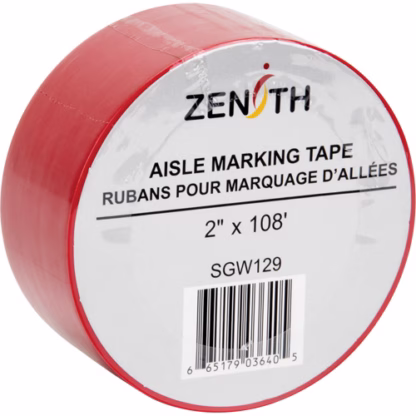Aisle Marking Tape, 2" x 108', PVC, Red