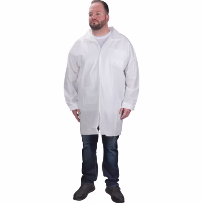 Protective Lab Coat, Microporous, White, 3X-Large