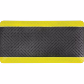 Anti-Fatigue Matting, Diamond, 1-2/3' x 3-1/4' x 3/4", Black/Yellow, Polyurethane
