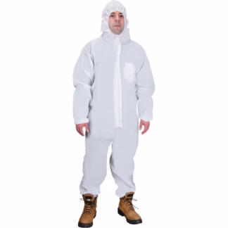 Disposable Hooded Coveralls, Breathable White, SMS