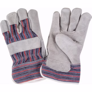 Rugged Fitters Gloves, X-Large, Split Cowhide Palm, Cotton Inner Lining