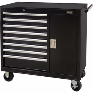 Industrial Tool Cart, 8 Drawers, 44-3/10" W x 21-1/10" D x 36-7/10" H, Black