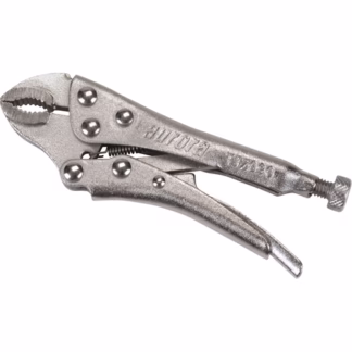 Locking Pliers with Wire Cutter, 4" Length, Curved Jaw