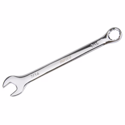Combination Wrench, 12 Point, 7/16", Chrome Finish