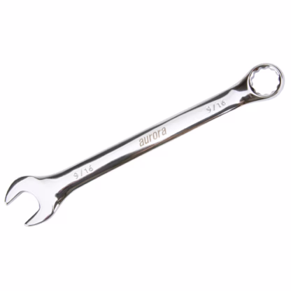 Combination Wrench, 12 Point, 9/16", Chrome Finish
