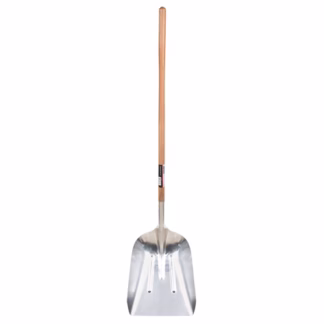 Scoop Shovel, Wood, Aluminum Blade, Straight Handle, 45-3/4" Length