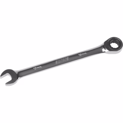 Metric Ratcheting Combination Wrench, 12 Point, 10 mm, Chrome Finish
