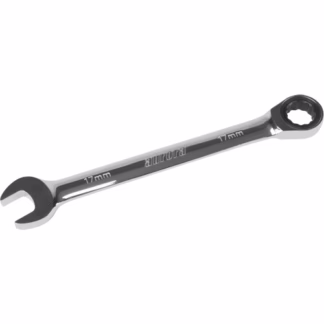 Metric Ratcheting Combination Wrench, 12 Point, 17 mm, Chrome Finish