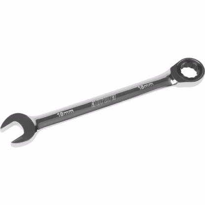 Metric Ratcheting Combination Wrench, 12 Point, 18 mm, Chrome Finish