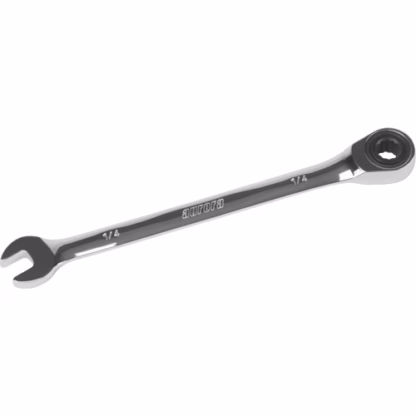 SAE Ratcheting Combination Wrench, 12 Point, 1/4", Chrome Finish