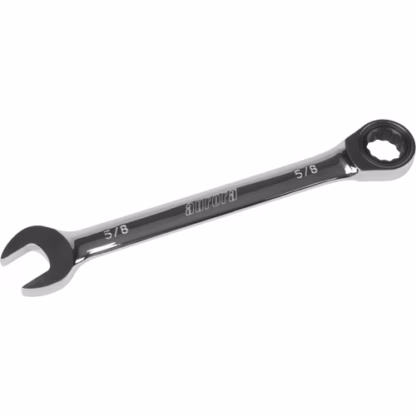 SAE Ratcheting Combination Wrench, 12 Point, 5/8", Chrome Finish