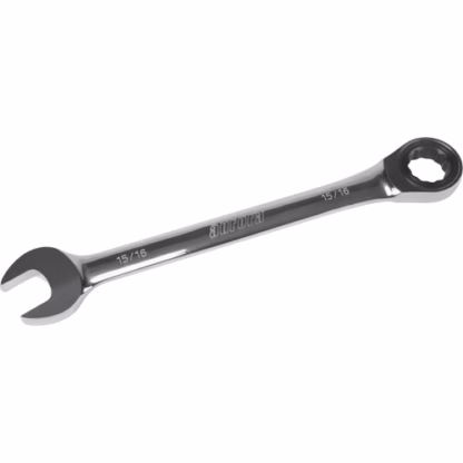 SAE Ratcheting Combination Wrench, 12 Point, 15/16", Chrome Finish