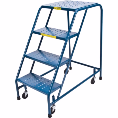 Rolling Step Ladder with Locking Step, 4 Steps, 18" Step Width, 37" Platform Height, Steel