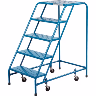 Rolling Step Ladder with Locking Step, 5 Steps, 18" Step Width, 46" Platform Height, Steel