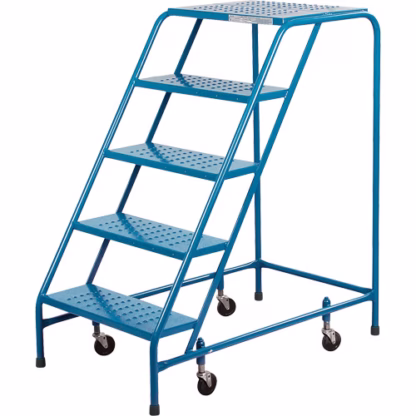 Rolling Step Ladder with Locking Step, 5 Steps, 18" Step Width, 46" Platform Height, Steel