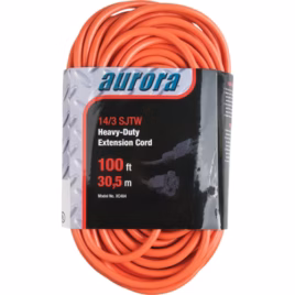 Vinyl Extension Cord, Outdoor, SJTW, 14/3 AWG, 13 A, 100′