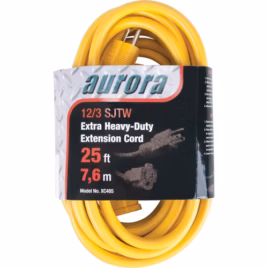 Vinyl Extension Cord, Outdoor, SJTW, 12/3 AWG, 15 A, 25′