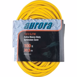 Vinyl Extension Cord, Outdoor, SJTW, 12/3 AWG, 15 A, 100′