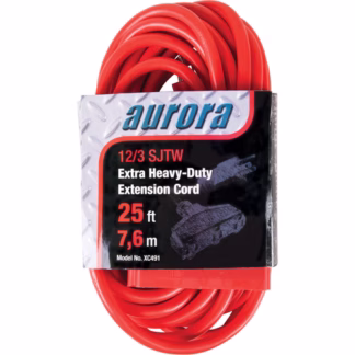 Vinyl Extension Cord, Outdoor, SJTW, 12/3 AWG, 15 A, 3 Outlet(s), 25'