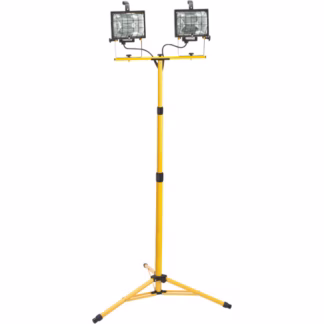 Twin-Head Work Light, Halogen, 500 W, 16000 Lumens, Steel Housing