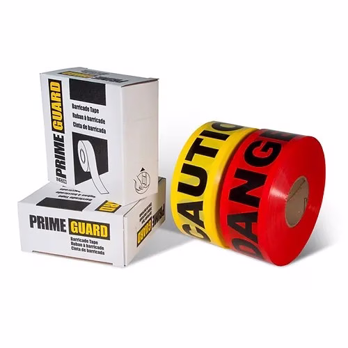 Barricade Tape, English, 3" W x 1000' L, 2 mils, Black on Yellow
