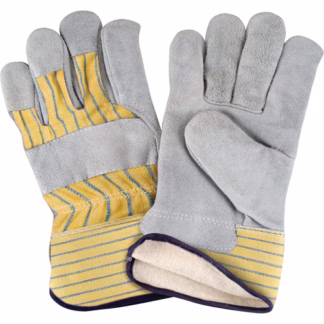 Cold Weather-Lined Fitters Gloves, Split Cowhide Palm, Cotton Fleece Inner Lining
