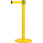 Free-Standing Crowd Control Barrier, Steel, 35" H, Yellow Tape, 12' Tape Length