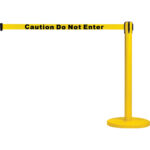 Free-Standing Crowd Control Barrier, Steel, 35" H, Yellow Tape, 7' Tape Length