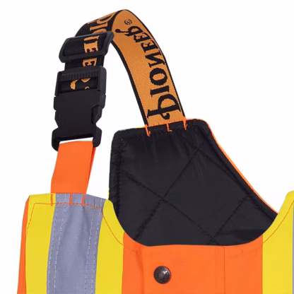 Waterproof Quilted Bib Pants, Polyester, Black/High Visibility Orange - Image 8
