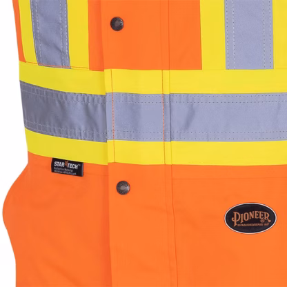 Waterproof Quilted Bib Pants, Polyester, Black/High Visibility Orange - Image 7
