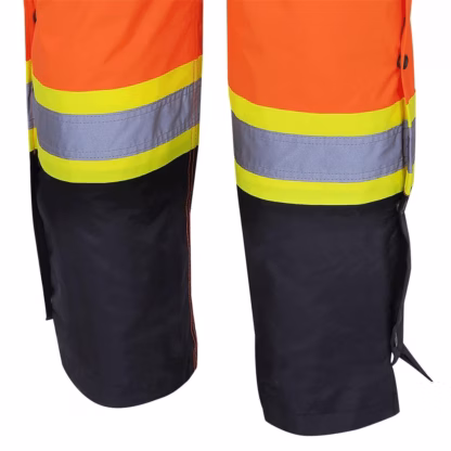 Waterproof Quilted Bib Pants, Polyester, Black/High Visibility Orange - Image 6