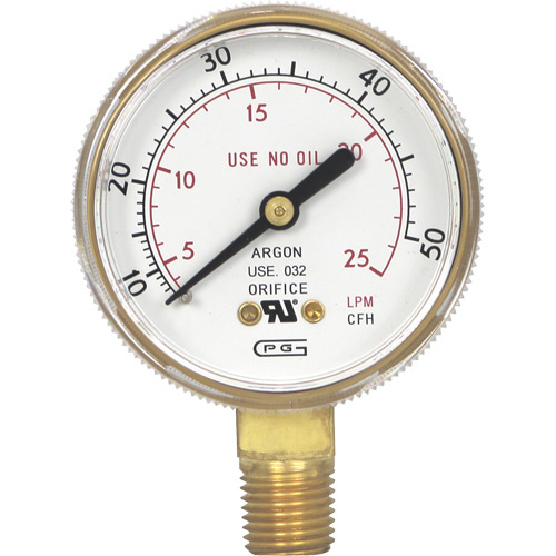 Gentec G20-050CF Pressure Gauges Pressure Gauges, 2" , 0-50 SCFH, Bottom Mount, Analogue - Each