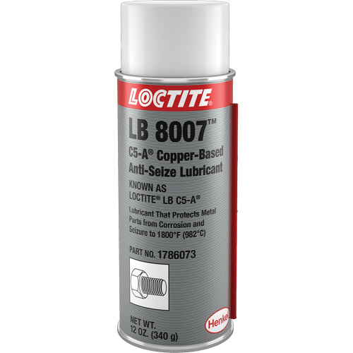 Loctite 1786073 LB 8007 Copper Based Anti-Seize LB 8007 Copper Based Anti-Seize, 340 g, Aerosol Can, 1800°F (982°C) Max Temp. - Can