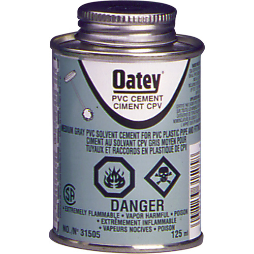 Oatey 31508 PVC Medium-Duty Cement PVC Medium-Duty Cement, 946 ml, Brush-Top Can, Grey - Can