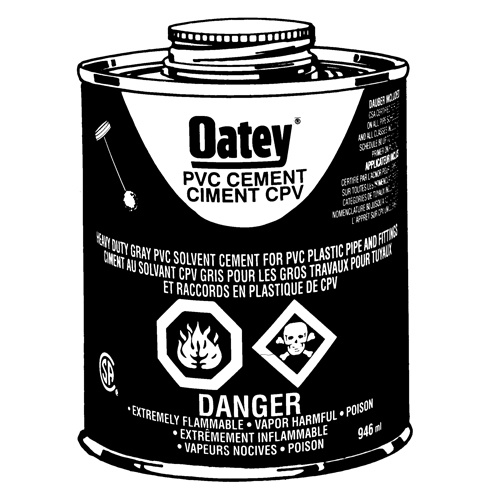 Oatey 31513 PVC Heavy-Duty Cement PVC Heavy-Duty Cement, 946 ml, Brush-Top Can, Grey - Can