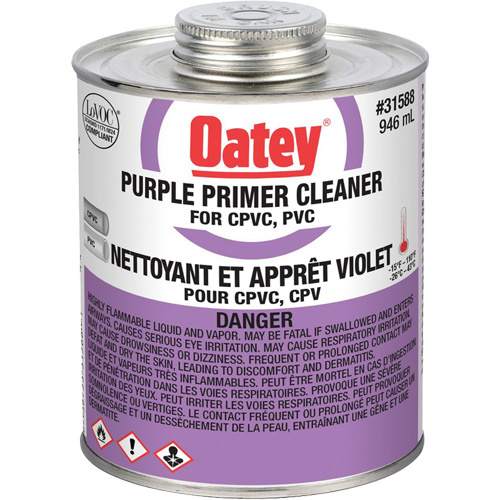 Oatey 31588 Purple Primer/Cleaner Purple Primer/Cleaner, 946 ml, Brush Top Can - Can