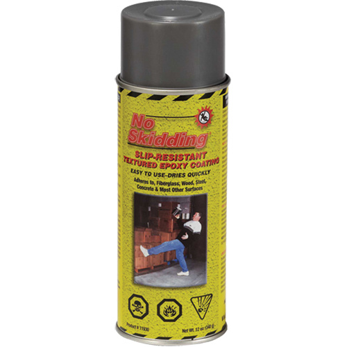 No Skidding Slip-Resistant Floor Coating, 12 oz., Epoxy-Based, Textured, Grey-(Can)