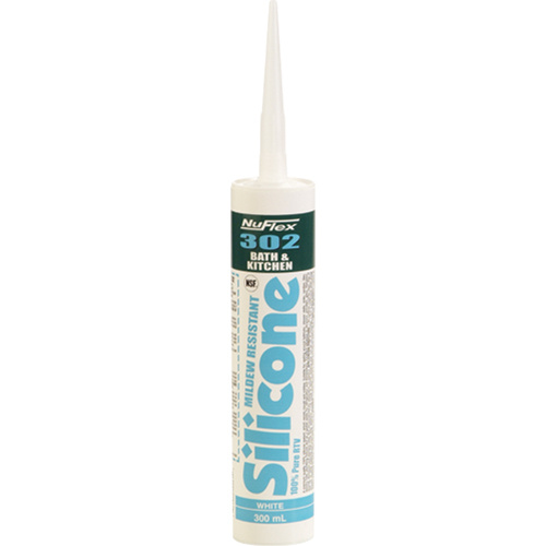 Nuco 30240 NuFlex® 302 Bath And Kitchen Silicone Sealant NuFlex<sup>®</sup> 302 Bath And Kitchen Silicone Sealant, 300 ml, Cartridge, Clear - Each