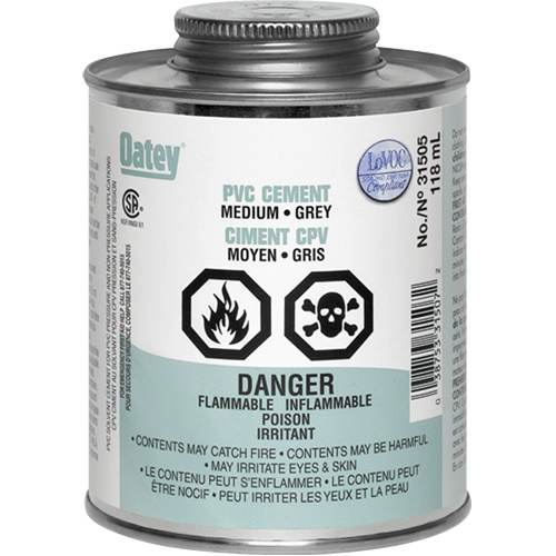 Oatey 31505 PVC Cement PVC Cement, 0.250 lbs, Brush-Top Can, Grey - Can