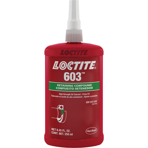 Loctite 231101 Loctite® 603 Retaining Compound Loctite<sup>®</sup> 603 Retaining Compound, 250 ml, Bottle, Green - Bottle