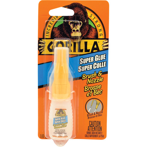 Gorilla 102098 Super Glue Brush & Nozzle Super Glue Brush & Nozzle, 10 g, Bottle, Clear - Each