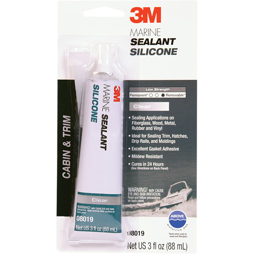 3M 08019-3OZ Marine Grade Silicone Sealant, 3 oz., Tube, Clear-(Each)