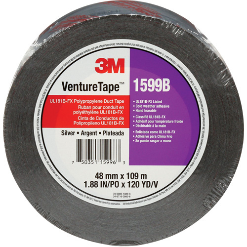 3M 1599B-48X109.7-SIL 1599B Venture Tape™ Polypropylene Tape 1599B Venture Tape™ Polypropylene Tape, 3 mils, Silver, 48 mm (2") x 109.7 m (359.9') - Roll