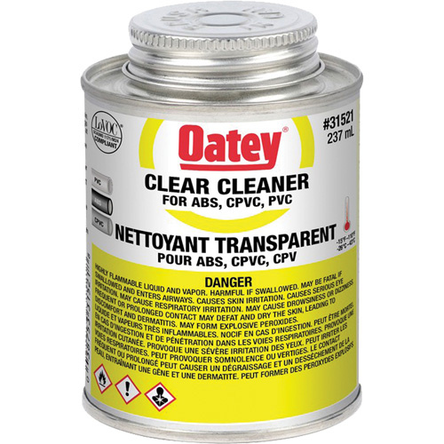 Oatey 31521 Clear Pipe Cleaner Clear Pipe Cleaner, 250 ml, Bottle - Each