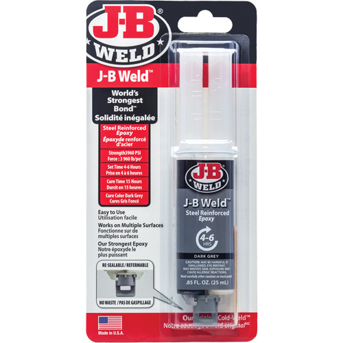 J-B Weld 50165CAN Adhesive Adhesive, 25 ml, Syringe, Two-Part, Grey - Each