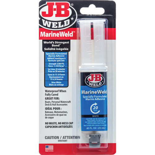 J-B Weld 50172CAN MarineWeld Adhesive MarineWeld Adhesive, 25 ml, Syringe, Two-Part, White - Each