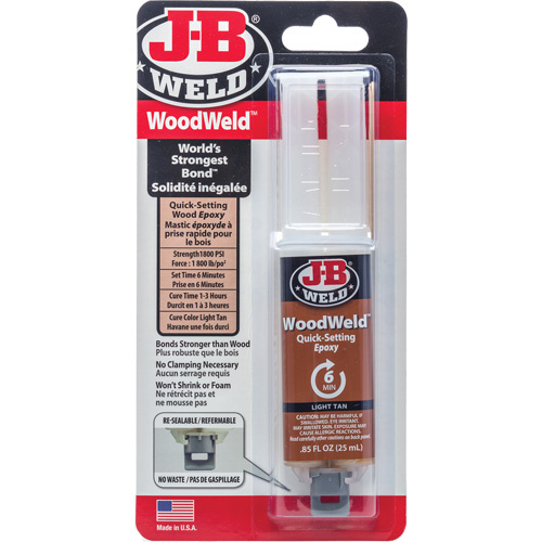 J-B Weld 50151CAN WoodWeld Adhesive WoodWeld Adhesive, 25 ml, Syringe, Two-Part, Tan - Each