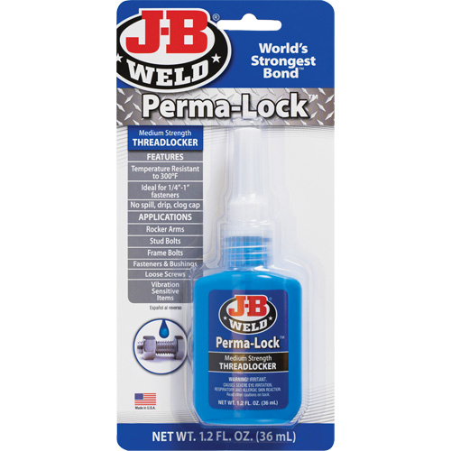 J-B Weld 24236CAN Perma-Lock Threadlocker Perma-Lock Threadlocker, Blue, Medium, 36 ml, Bottle - Bottle