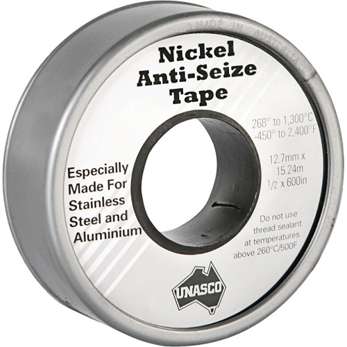 Nickel Anti-Seize Tape, 590" L x 1/2" W, Silver-(Roll)